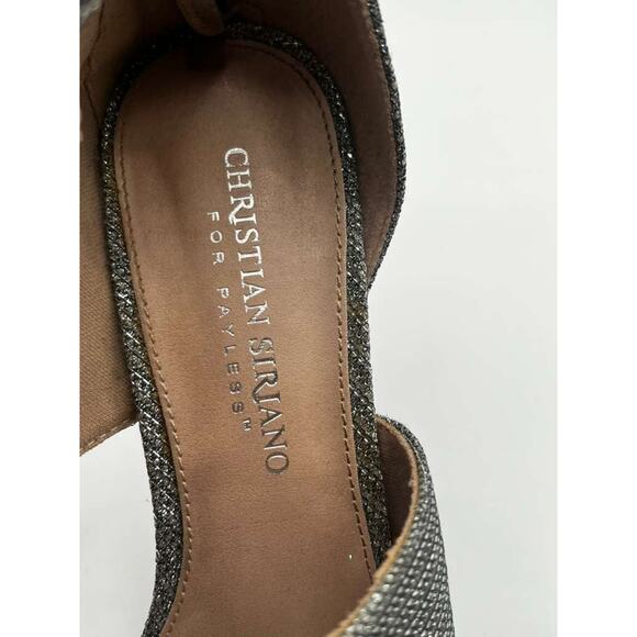 Christian Siriano Silver Shimmer Party Pumps 3.5" Heels Open Toe Ankle Strap 8 - Picture 7 of 10